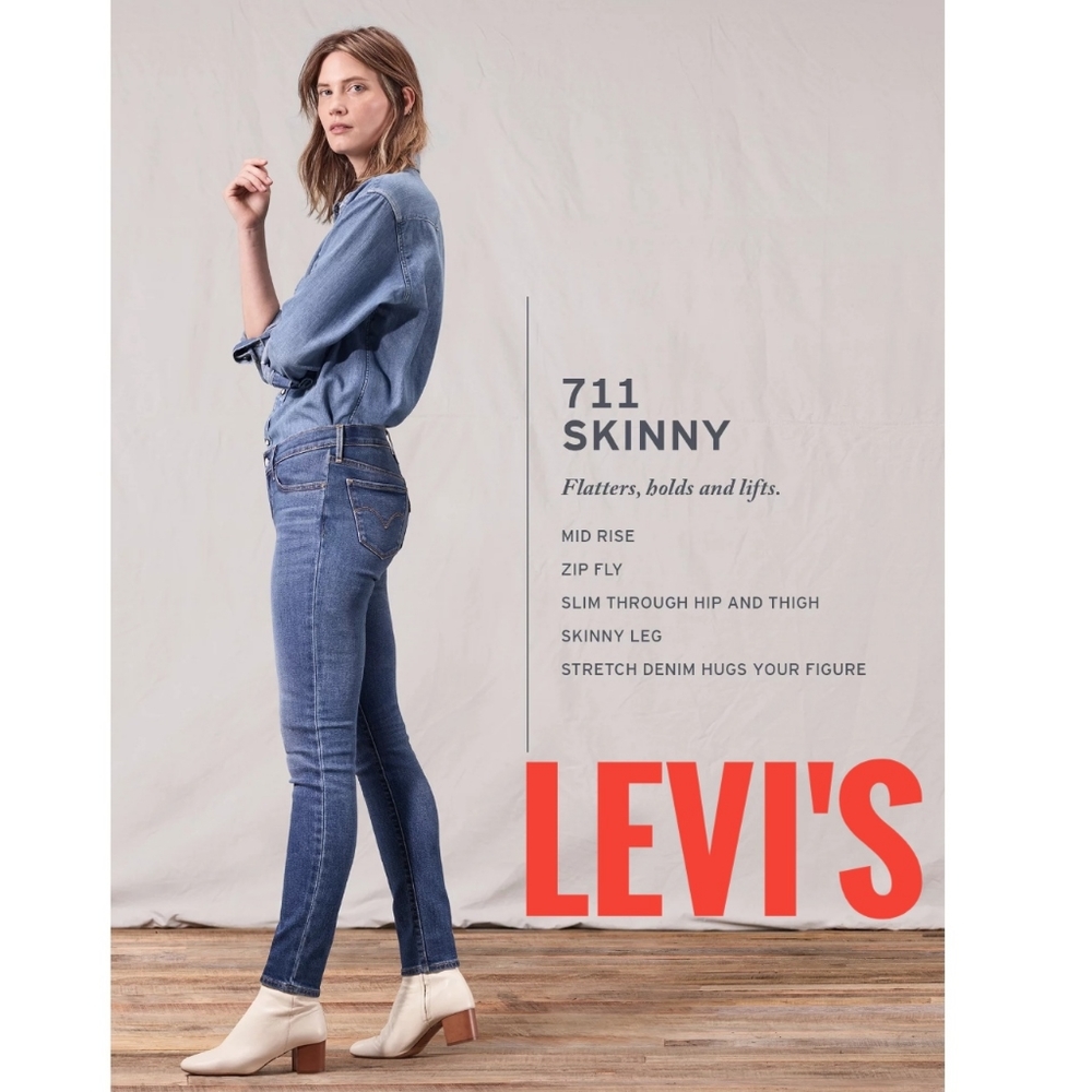 Levi's Womens 711 Midrise Skinny Jeans (14 Regular)